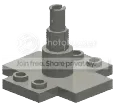 Plate 4 x 4 turnable base, cruciform with vertical axle in Black