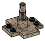 Plate 4 x 4 turnable base, cruciform with vertical axle in Gray, Concrete (Camo)