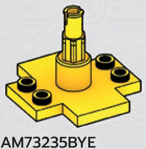 Plate 4 x 4 turnable base, cruciform with vertical axle in Yellow, Lemon