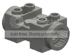 Lock joint 2 x 3 brick, female in Gray, Dim (Metallic)