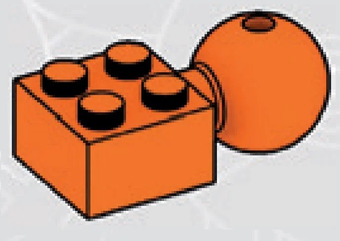 Brick 2 x 2 with ball joint, large in Gray, Steel