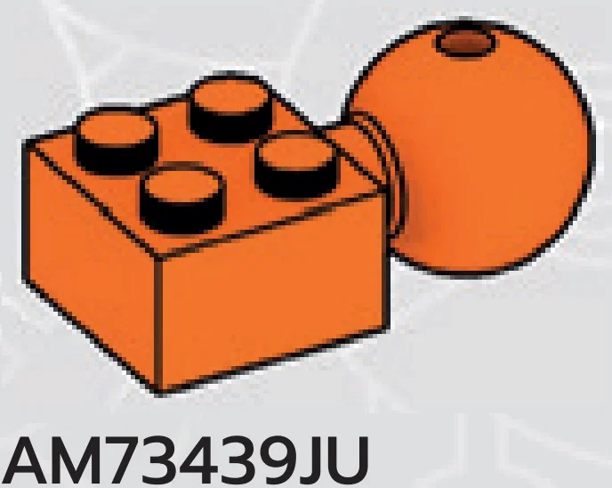 Brick 2 x 2 with ball joint, large in Orange, Smoky