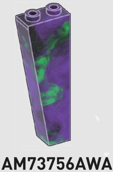 Slope brick 70 1 x 5 x 2 inverse in Purple/Green, Marbled