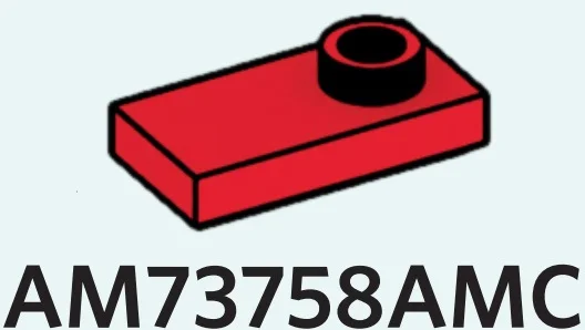 Plate 1 x 2 with one stud, offset in Red, Flame