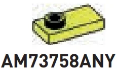 Plate 1 x 2 with one stud, offset in Yellow, Electric