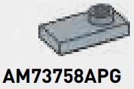 Plate 1 x 2 with one stud, offset in Gray, Steel