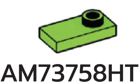 Plate Modified 1 x 2 with one stud, offset in Green, Soft Grass