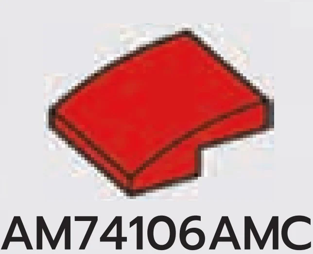 Slope brick 33 2 x 0.67 x 2 with curved slope in Red, Flame