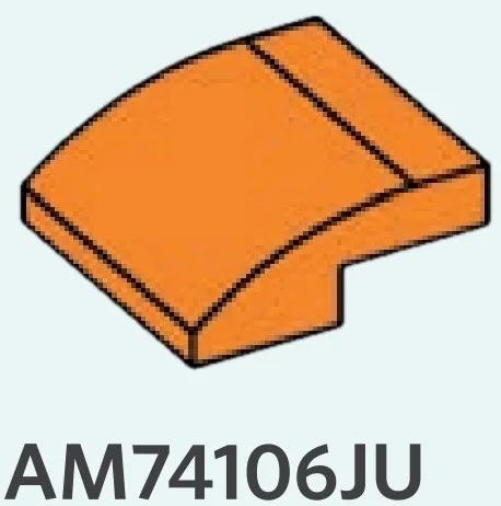 Slope brick 33 2 x 0.67 x 2 with curved slope in Orange, Smoky