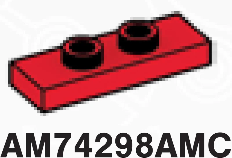 Plate Modified 1 x 3 with two studs in Red, Flame