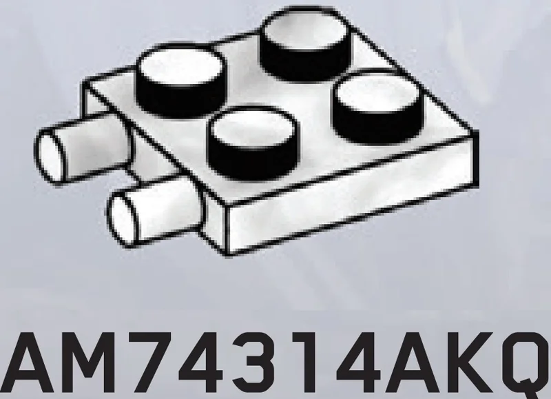 Plate 2 x 2 with two horizontal pegs in White with Black Marbling (Camo)