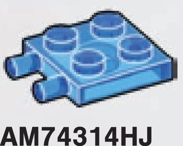 Plate 2 x 2 with two horizontal pegs in Cyan (Translucent)