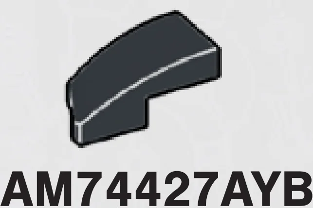 Wedge 25 1 x 2 Curved Slope, Right in Gray, Dark Charcoal