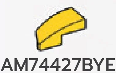 Wedge 25 1 x 2 Curved Slope, Right in Yellow, Lemon