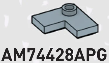 Plate 2 x 2 corner with one stud, center in Gray, Steel