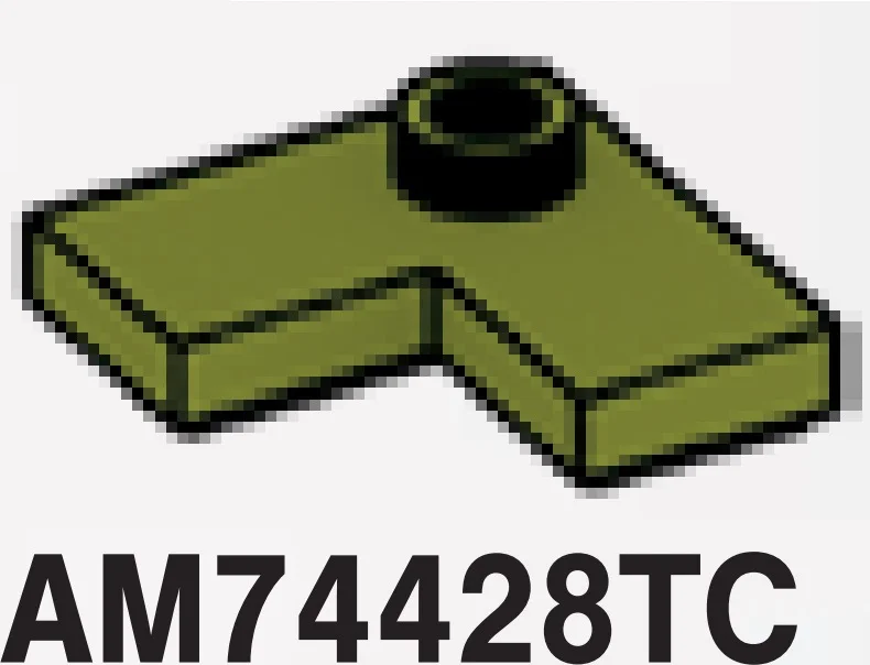 Plate 2 x 2 corner with one stud, center in Green, Apple