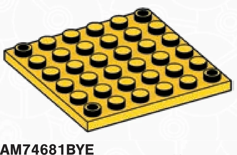 Plate 6 x 6 with holes through corner studs, new in Yellow, Lemon