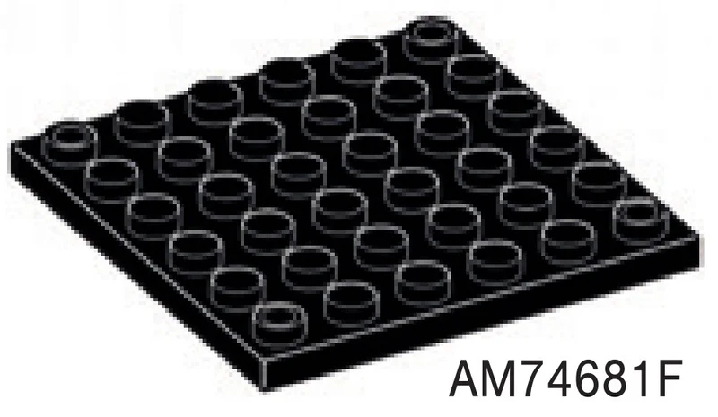 Plate 6 x 6 with holes through corner studs, new in Black