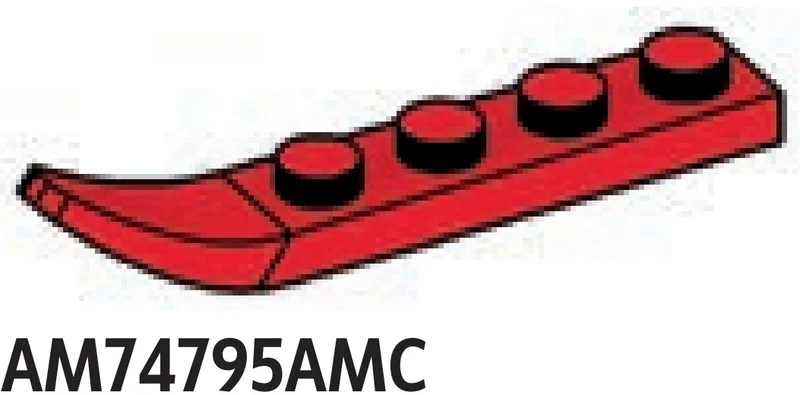 Plate 1 x 4 with upturned end (ski) in Red, Flame