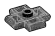 Plate 1 x 1 with four handles in Gray, Dark (Metallic Camo)