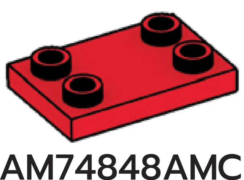Plate 2 x 3 with four studs at corners in Red, Flame