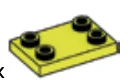 Plate 2 x 3 with four studs at corners in Yellow, Electric