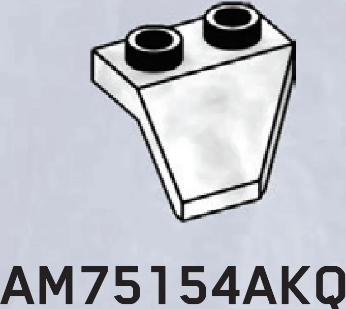 Plate 1 x 2 with backswept mudguard, right in White with Black Marbling (Camo)