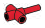 Connector: pipe, small 2 studs long crossbeam on long peg in Red, Flame
