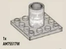 Lock joint, female, upright cylinder on 4 x 4 plate base in Black