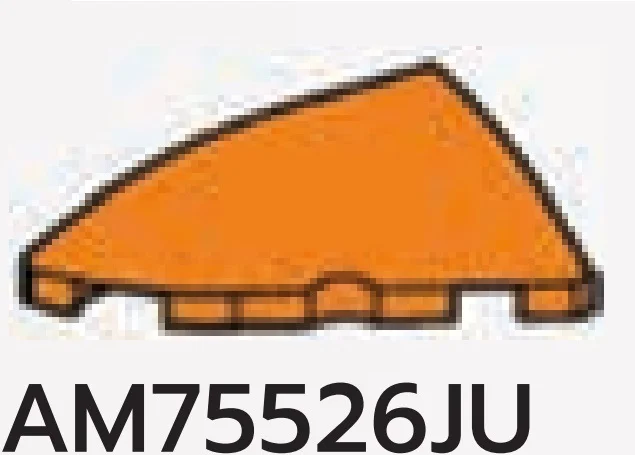 Slope brick 2 x 3 curved slope corner round, left in Orange, Smoky