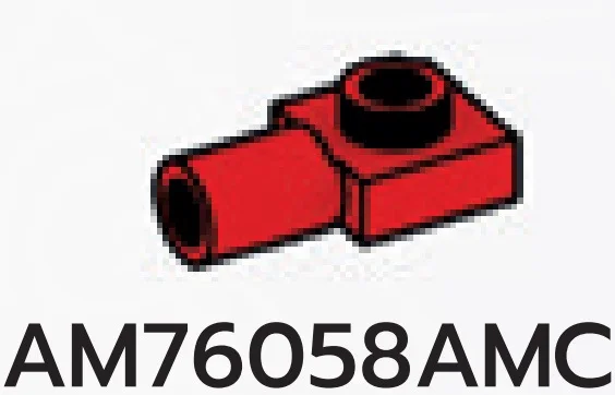 Plate 1 x 1 with horizontal connector pipe, hollow in Red, Flame