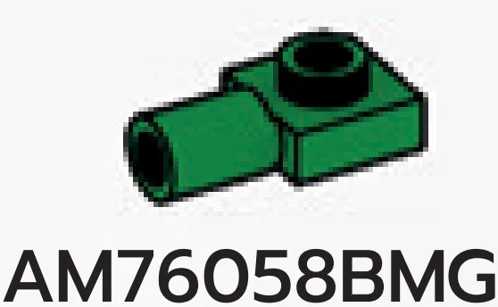 Plate Modified 1 x 1 with horizontal connector pipe, hollow in Green, Forest