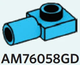 Plate 1 x 1 with horizontal connector pipe, hollow in Blue, Rich Sky