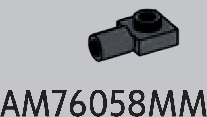 Plate Modified 1 x 1 with horizontal connector pipe, hollow in Gray, Dark (Metallic)