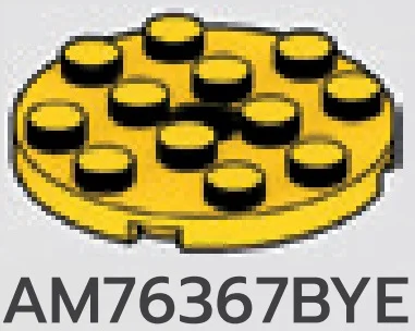Plate Round 4 x 4 with center hole in Yellow, Lemon