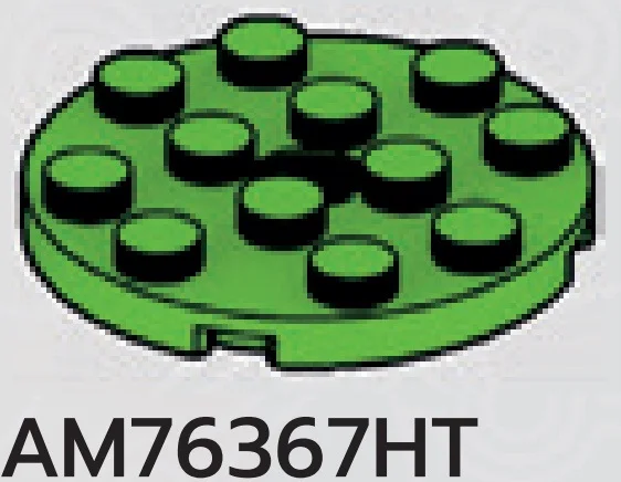 Plate Round 4 x 4 with center hole in Green, Soft Grass
