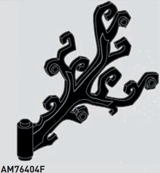Foliage: stylized tree branch on 1 x 2 x 1 round brick in Black