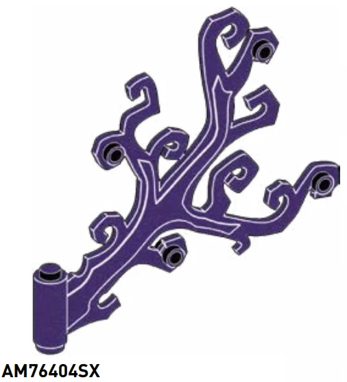 Foliage: stylized tree branch on 1 x 2 x 1 round brick in Purple, Byzantium (Metallic)
