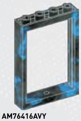 Wall, Door 4 x 5 x 1 open with pivot holes at top and bottom in Blue/Black, Marbled