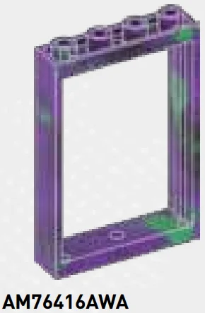 Wall, Door 4 x 5 x 1 open with pivot holes at top and bottom in Purple/Green, Marbled