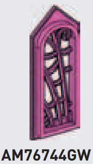 Window 2 x 5 x 1 pane with spider web lattice in Pink, Lavender