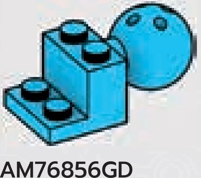 Brick 1 x 2 with 1 x 2 plate extension & large ball joint in Blue, Rich Sky
