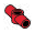 Connector: pipe, small 2 studs long with perpendicular hole in Red, Flame