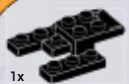 Plate 2 x 2 with handle, supported by paired 1 x 3 plates in Black