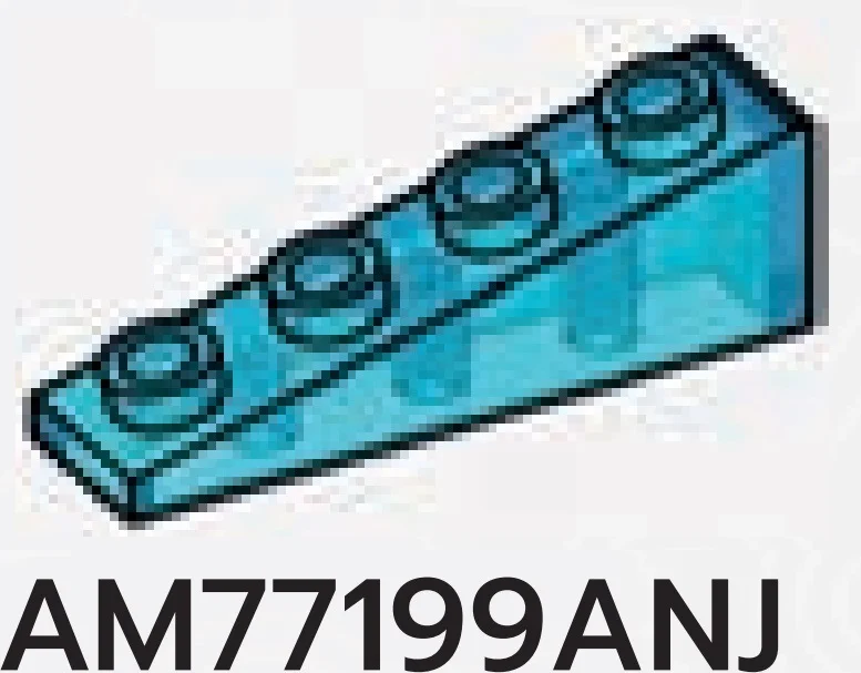 Slope brick 25 1 x 4 with studs on slope in Blue, Swirled with White (Translucent)