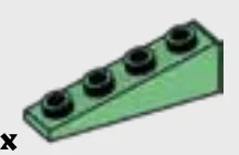 Slope brick 25 1 x 4 with studs on slope in Green, Vertigris