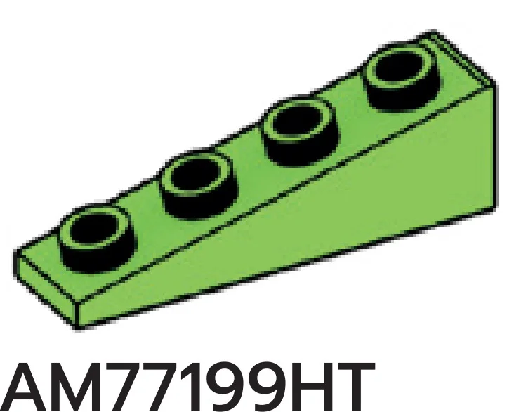 Slope brick 25 1 x 4 with studs on slope in Green, Soft Grass