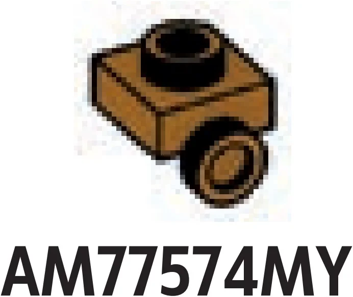 Bracket 1 x 1 with one stud on side, descending in Brown, Milk Chocolate