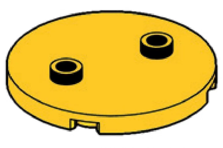 Plate 4 x 4 round with two studs in Gold, Tarnished