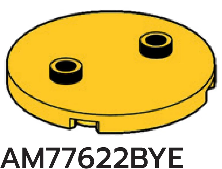 Plate 4 x 4 round with two studs in Yellow, Lemon
